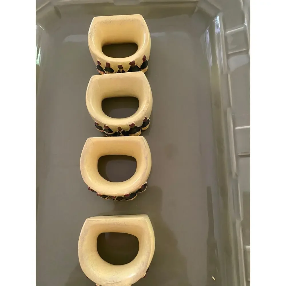 Rare wine bottle napkin rings resin set of 4